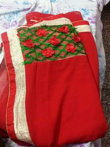 red rose saree