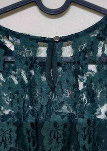 Women&#39;s Dark GREEN Lace Top