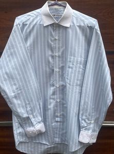 Light Blue And White Striped Korean Shirt