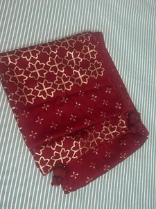 Maroon stole with Golden Print