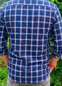 Blue &amp; White Plaid Casual Shirt
