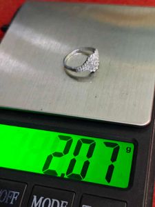 Pure Silver Diamond Cluster Engagement Ring