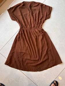 Brown Chiffon Mini Dress