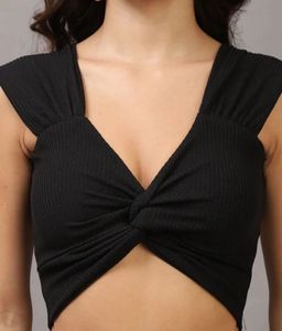 Black Twisted Ribbed Top