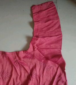 Self Print Cotton Kurta Pink Rose