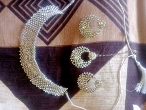 Beautifull White Colour Diamond Stone Necklace Set