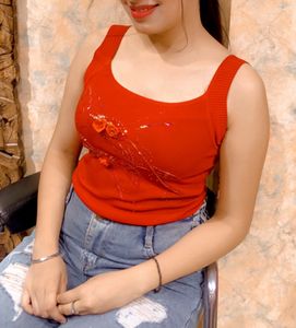 Red Cut Sleeves Top