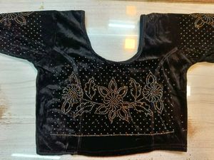 Black Velvet Embellished Blouse