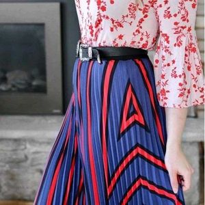 H&amp;M Striped Pleated Skirt