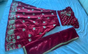 Threadwork Top Skirt Nad Dupatta