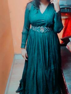 Teal Embellished Maxi Dress