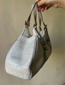 Vintage Fendi Metallic Canvas And Leather Bag