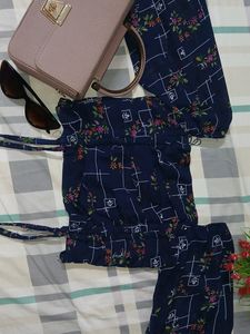Navy Blue Korean Crop Top