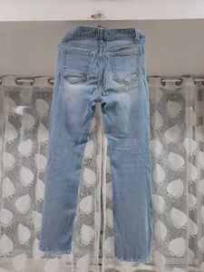 Light Blue Slightly Flare Distressed Jeans | Women