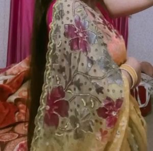 Elegant Embroidered Yellow Saree