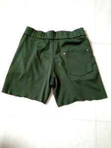 Olive Green Raw Hem Shorts