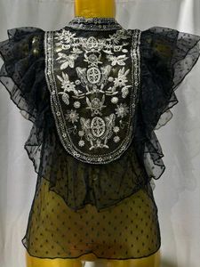 Elegant Black Ruffle Top