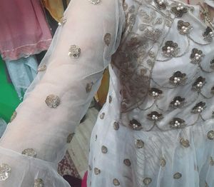 White &amp; Gold Sequin Dupatta