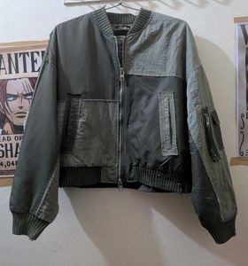 Zara distressed water repellant patchwork jacket