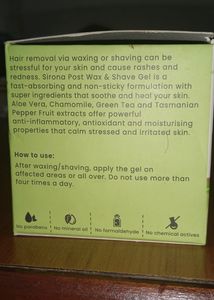 Sirona , Aloevera Post Wax And Shave Gel , Dermatologically Tested