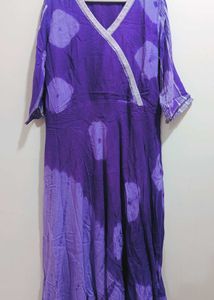 Custom Made Purple Cotton Anarkali Dress