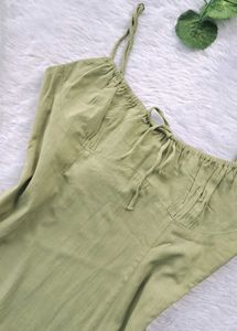Zara Cottagecore Mint Linen Dress