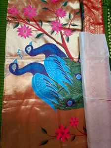 Women's Silk Blend Woven Saree With Blouse Piece