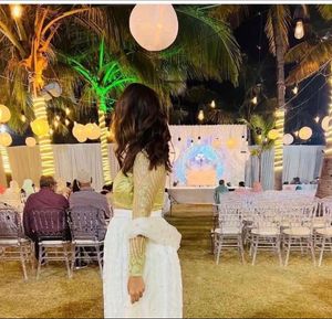 White Lehenga limegreen blouse Without Dupatta