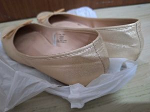 Gold Ballet Flats with Bow