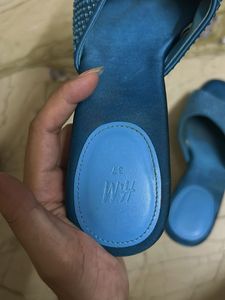 H&amp;M Blue Rhinestone Slides