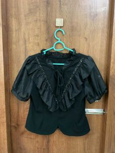 Black Ruffle Top