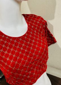 Red Embroidered Blouse
