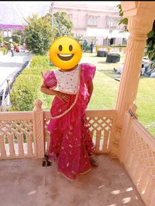 Rose Colour Lahanga Choli Dress For Kids