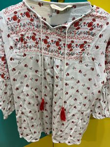 White L Size Floral Top