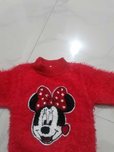 New Red Woolen Baby Girl Sweatshirt