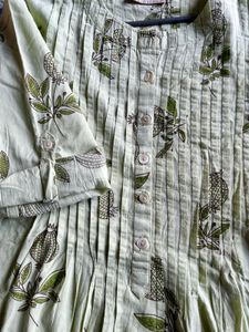 Floral Print Westside Dress/kurta In Mint Green