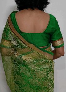 Green Lace &amp; Satin Saree
