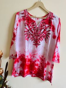 Red Embroidered Kurta