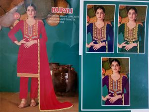 Combo Semi-stitched Suit With Stones Work