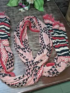 Red Patterned Scarf Dupatta