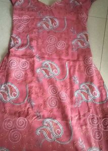 Pink Embroidered Kurti