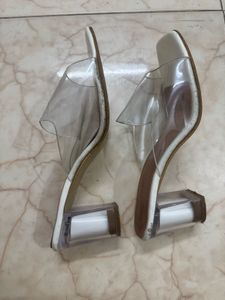 Clear Block Heel Mules