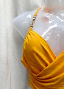 Yellow Halter Crop Top