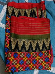 Red & Black Patterned Saree