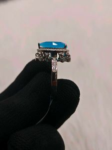 Blue Stone Ring 925 Silver Sterling