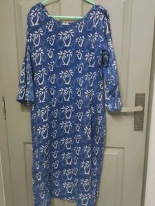 Pure Cotton Indigo Printed Kurthi