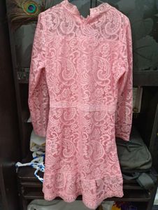 Pink Lace Long Sleeve Dress