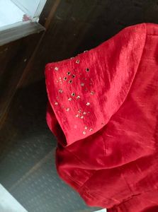 Red Embellished Blouse