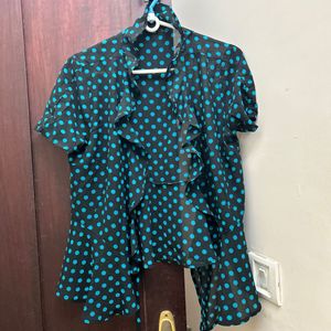 Polka dot black Tie up Shrug Top