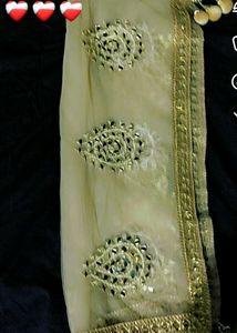 Embroidered Golden Party Wear  Dupatta